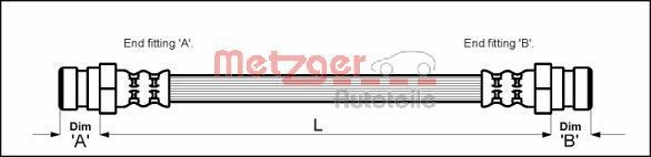 METZGER Bromsslang 4114010 METZGER 4114010 Bromsslang Peugeot 306 Kombi original