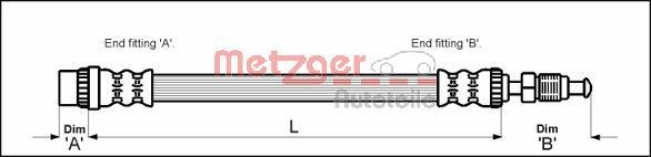 METZGER Brzdová hadica 4114712 Brzdové hadičky METZGER Fiat COUPE 4114712