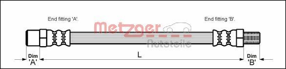 METZGER Ελαστικός σωλήνας φρένων 4114733 Ελαστικός σωλήνας φρένων METZGER Mercedes-Benz EQB 4114733