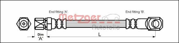 METZGER Bremseslange 4117018 pris Bremseslange Fiat 141A_ 4117018 METZGER
