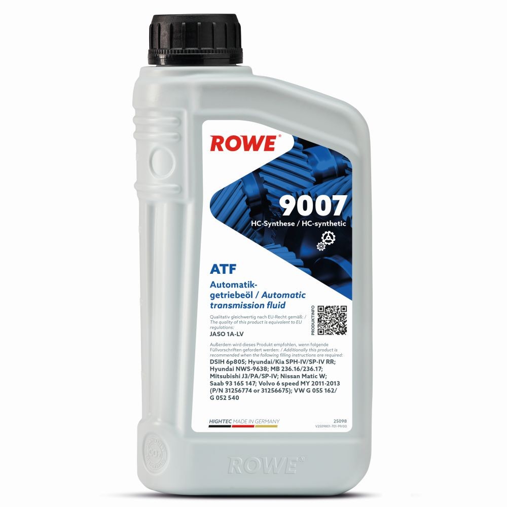 Gearkasseolie automatik ROWE 25098-0010-99 ROWE HIGHTEC, ATF 9007 25098-0010-99: Gearkasseolie Mercedes S-klasse 2025