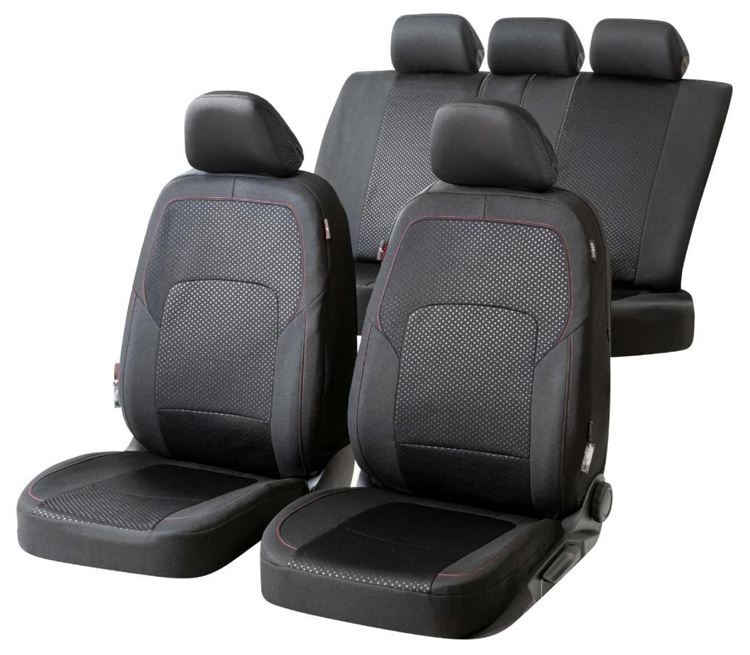WALSER Car seat cover red/black, Polyester, Front and Rear WALSER 11861 Daewoo WINSTORM accessories