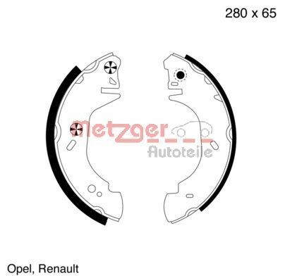 METZGER Σετ σιαγόνων φρένων MG 807 Σετ φρένων ταμπουρόφρενα METZGER Renault CLIO MG 807