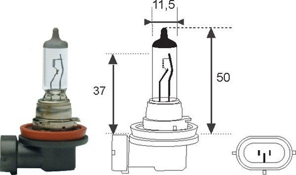 MAGNETI MARELLI Lyspære, fjernlys 002549100000 002549100000 Lyspære tåkelyskaster MERCEDES-BENZ C-Klasse MAGNETI MARELLI