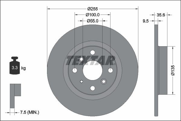 TEXTAR Disco freno 92338203 TEXTAR 92338203 Disco freno MAZDA 2 Sedan (DL) 1.5 117 CV 2020