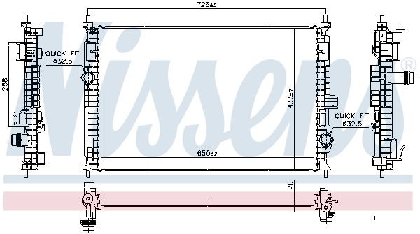 NISSENS Ψυγείο, ψύξη κινητήρα 606342 NISSENS 606342 γνήσια Ψυγειο νερου Berlingo Van (K9) κόστος
