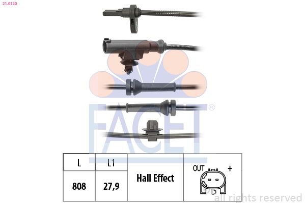 FACET ABS-Sensor 21.0120 21.0120 FACET Sensor Raddrehzahl Tabelle