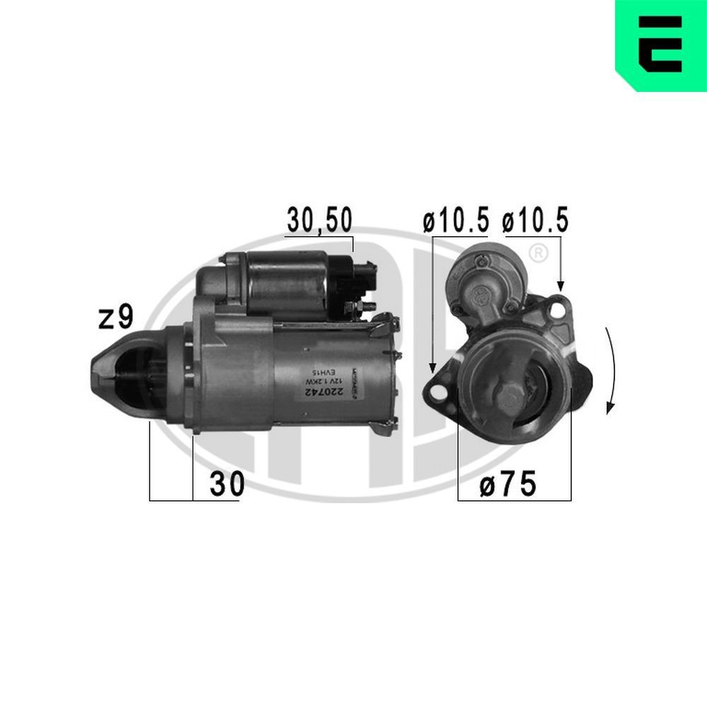 ERA Motor de arranque 220742A ERA 220742A Sistema electricidad OPEL GT Roadster (M07) 2007