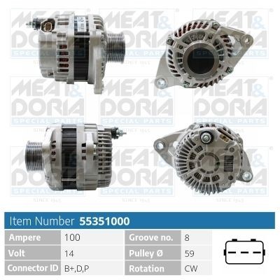 Alternatore MEAT & DORIA 55351000 MEAT & DORIA 55351000 Dinamo Mazda 6 2011