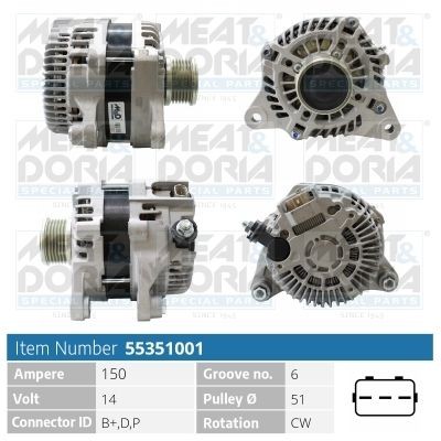 MEAT & DORIA Generator 55351001 MAZDA dynastart MEAT & DORIA 55351001