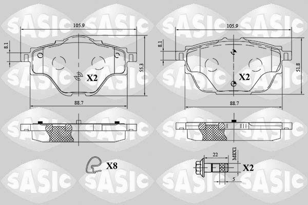 SASIC Pastilhas de travão 6210079 Jogo de pastilhas de travão SASIC Opel TIGRA 6210079