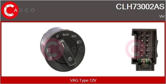 CASCO Brytare till huvudstrålkastare CLH73002AS CLH73002AS CASCO ljus strömställare VW PASSAT