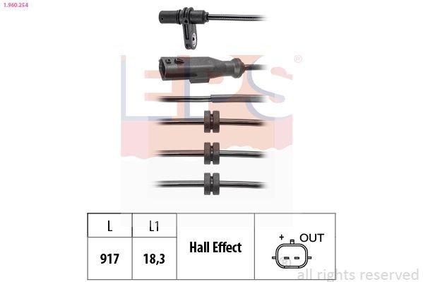 EPS Wielsnelheidssensor (ABS) 1.960.254 1.960.254 Wielsnelheidssensor (ABS) NISSAN NP300 PICKUP EPS