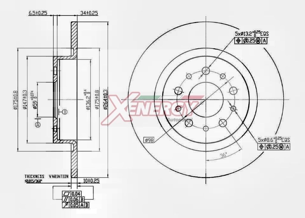 AP XENERGY Bremsscheibe X601547 Bremsscheiben AP XENERGY Volvo V50 X601547