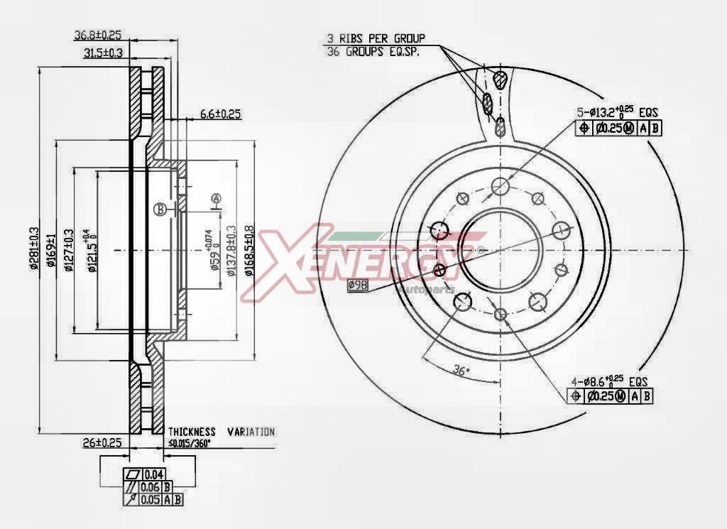 AP XENERGY Bremseskive X602925 X602925 Bremseskiver AP XENERGY SKODA KODIAQ