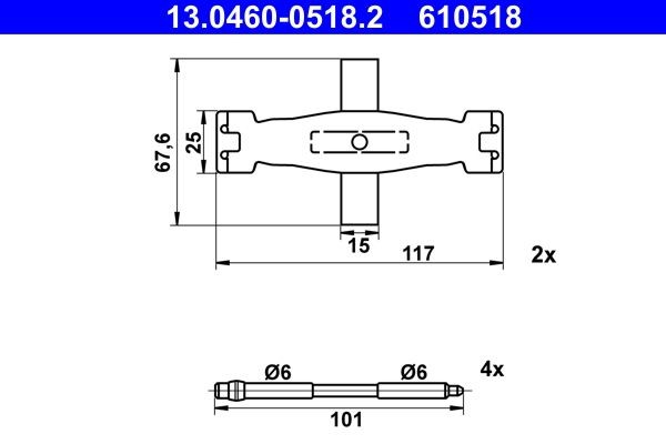 ATE Kit d'accessoires, plaquette de frein à disque 13.0460-0518.2 ATE 13.0460-0518.2 Kit d'accessoires, plaquette de frein à disque Porsche 911 Targa prix