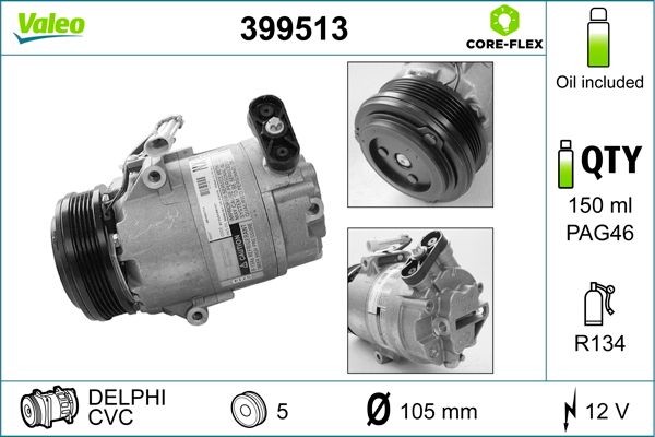 VALEO Aircopomp 399513 VALEO 399513 AC-compressor Opel Combo C Tour originele prijs