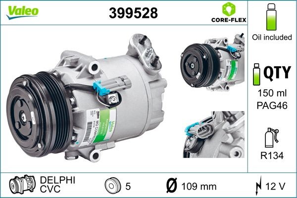 VALEO Compresseur de climatisation 399528 VALEO 399528 Compresseur de clim Opel Astra H TwinTop pas cher