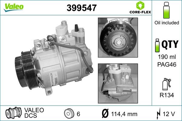 Compresseur de climatisation VALEO 399547 VALEO 399547: Pompe de climatisation Mercedes SL 2003
