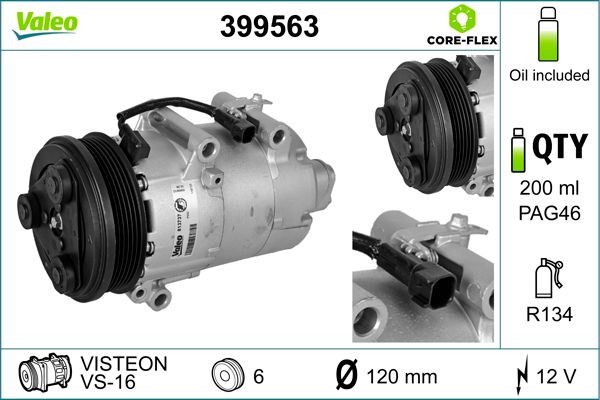 VALEO Compressor, ar condicionado 399563 VALEO 399563 Compressor de ar condicionado FORD Focus Mk2 Van / Carrinha baratos