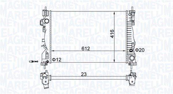 MAGNETI MARELLI Radiaator, mootorijahutus 350213129700 MAGNETI MARELLI 350213129700 Radiaator Alfa Romeo Giulietta 940 hind