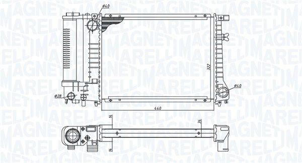 MAGNETI MARELLI Jäähdytin, moottorin jäähdytys 350213240000 VOLVO S40 jäähdytin MAGNETI MARELLI 350213240000