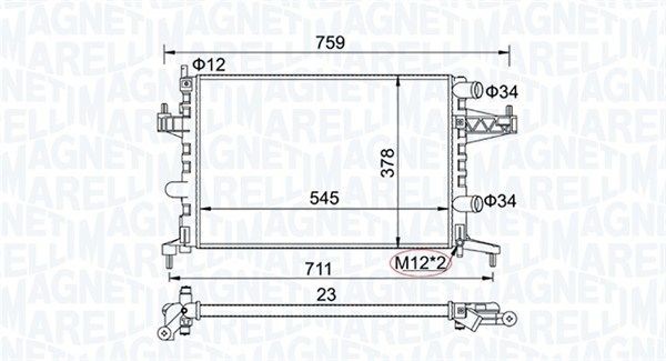 Radiateur MAGNETI MARELLI 350213829000 MAGNETI MARELLI 350213829000 Radiateur van de motor OPEL TIGRA 2004