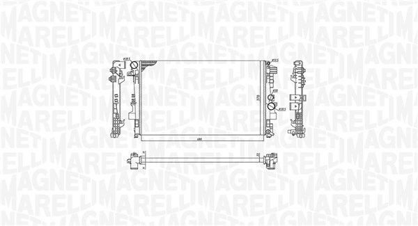 Radiaator, mootorijahutus MAGNETI MARELLI 350213955000 MAGNETI MARELLI 350213955000: Mootori jahutusradiaator Mercedes VITO 2004