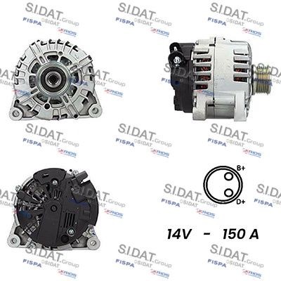 SIDAT Lichtmaschine A12VA0076A2 Startergenerator SIDAT Citroën C8 A12VA0076A2