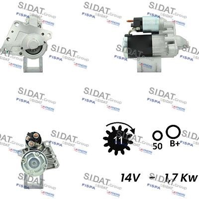 SIDAT Startmotor S12MH0014A2 Seat AROSA Starter voor de motor SIDAT S12MH0014A2