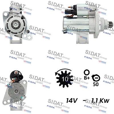 SIDAT Démarreur S12VA0072 S12VA0072 Starter moteur SEAT AROSA SIDAT