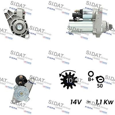 SIDAT Démarreur S12VA0093A2 S12VA0093A2 Starter moteur Volkswagen LUPO SIDAT