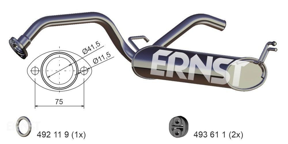 Silencieux arrière ERNST 685108 ERNST 685108 Silencieux d'échappement TOYOTA AYGO 2016