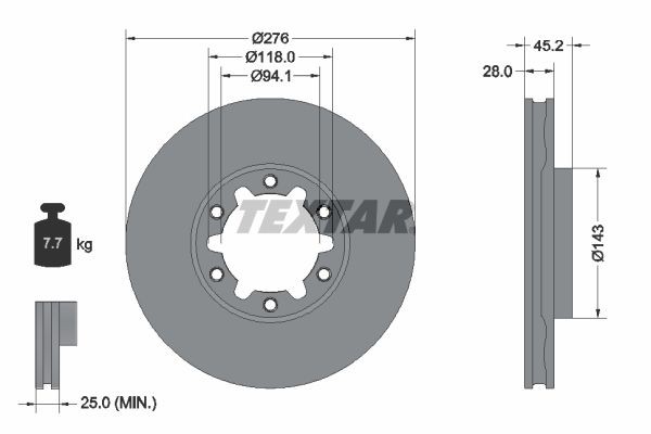 TEXTAR Bromsskiva 92338603 TEXTAR 92338603 Bromsskivor sport Cabstar (F24M, F24W) original