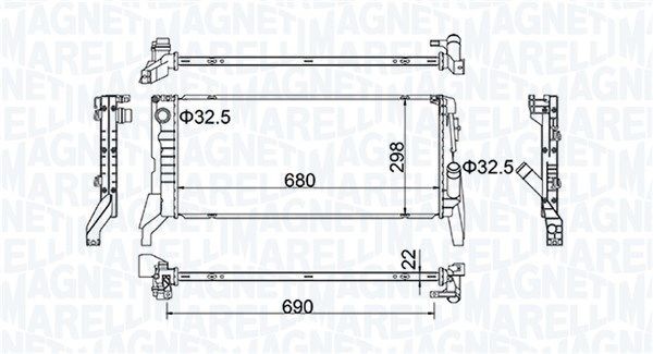 MAGNETI MARELLI Radiateur du moteur 350213202700 Radiateur de refroidissement moteur MAGNETI MARELLI Z3 350213202700 pas cher