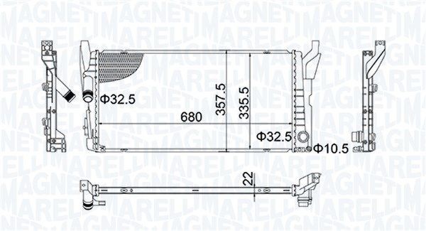 MAGNETI MARELLI Køler, motorkøling 350213202900 Radiator MAGNETI MARELLI 2-serie 350213202900 billig