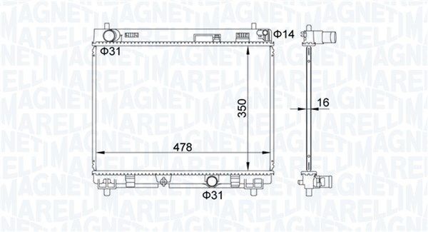 MAGNETI MARELLI Radiaator, mootorijahutus 350213208200 MAGNETI MARELLI 350213208200 Mootori jahutusradiaator Toyota Yaris xp13 odav