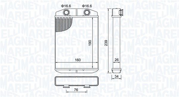 MAGNETI MARELLI Varmeapparat register 350218507000 Varmeregister MAGNETI MARELLI H-1 Kassevogn 350218507000 billige