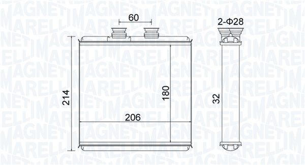 MAGNETI MARELLI Kachelradiateur, interieurverwarming 350218510000 350218510000 Voorverwarmer interieurverwarming NISSAN 370 Z MAGNETI MARELLI