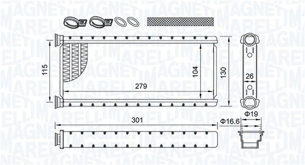 MAGNETI MARELLI Kachelradiateur, interieurverwarming 350218514000 Voorverwarmer interieurverwarming MAGNETI MARELLI 370 Z 350218514000 goedkoop