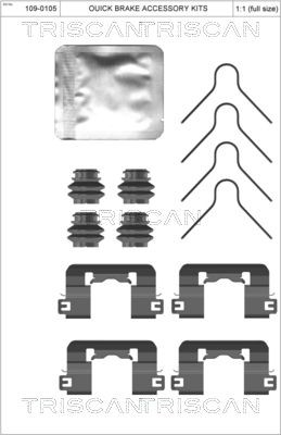 TRISCAN Kit de acessórios, pastilhas de travão 8105 431658 Kit de acessórios, pastilhas de travão TRISCAN Kia SPORTAGE 8105 431658