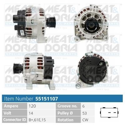MEAT & DORIA Generator 55151107 LAND ROVER startgenerator MEAT & DORIA 55151107