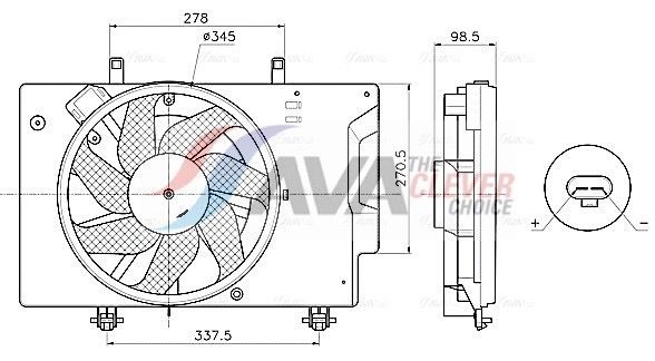 AVA COOLING SYSTEMS Kjølevifte FD7709 FD7709 Radiator kjølevifte SMART FORFOUR AVA COOLING SYSTEMS