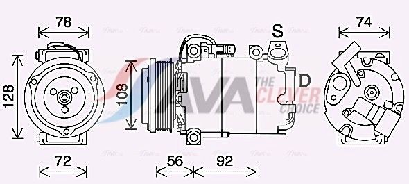 Compresseur de climatisation AVA COOLING SYSTEMS FDAK637 AVA COOLING SYSTEMS FDAK637 Compresseur de clim Ford KUGA 2014