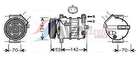 AVA COOLING SYSTEMS Kompresor klimatizácie SBAK063 SBAK063 Kompresor klimatizácie AVA COOLING SYSTEMS FIAT PALIO