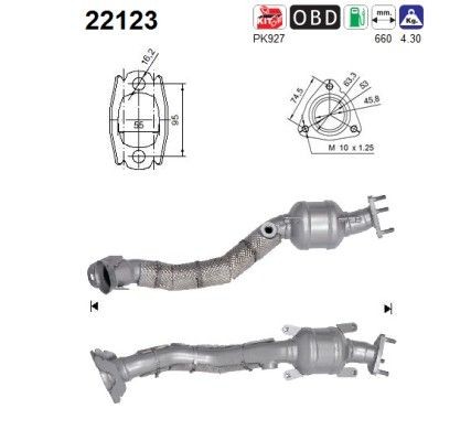 AS Catalyseur 22123 Pot catalytique Honda GE 22123 AS