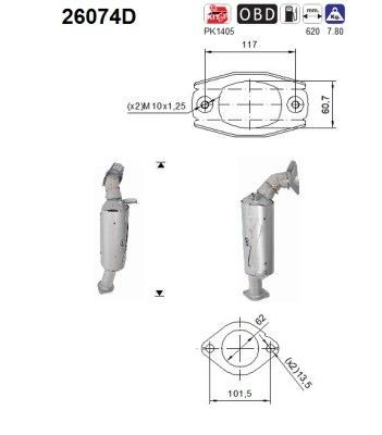 AS Katalysator 26074D pris Katalysator MITSUBISHI 26074D AS