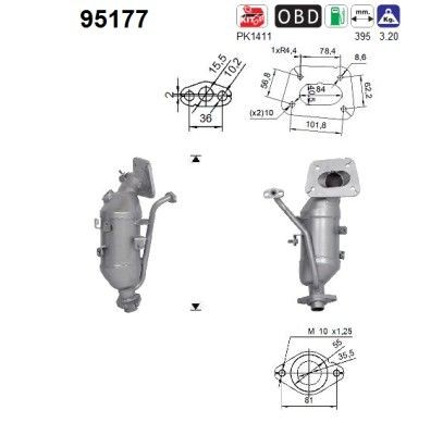 AS Catalizzatore 95177 95177 costo Catalizzatore AS PEUGEOT 807