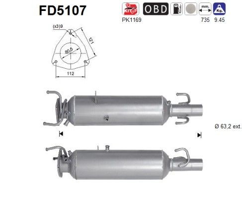 AS Rußpartikelfilter FD5107 FD5107 AS SSANGYONG REXTON DPF-Filter Kosten