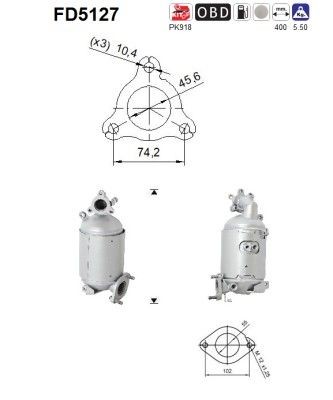 Filtre à particules AS FD5127 AS FD5127: Filtre pot d'échappement Kia RIO 2018